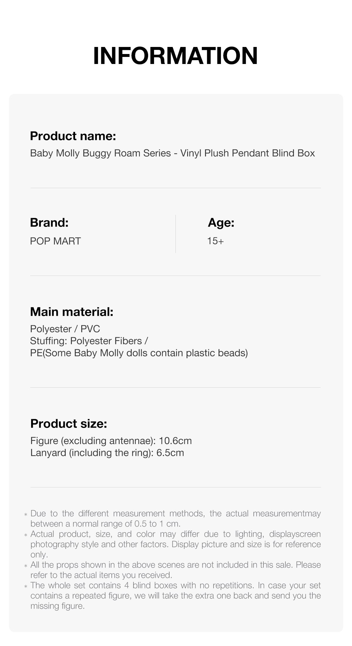 Baby Molly Buggy Roam Series - Vinyl Plush Pendant Blind Box β details