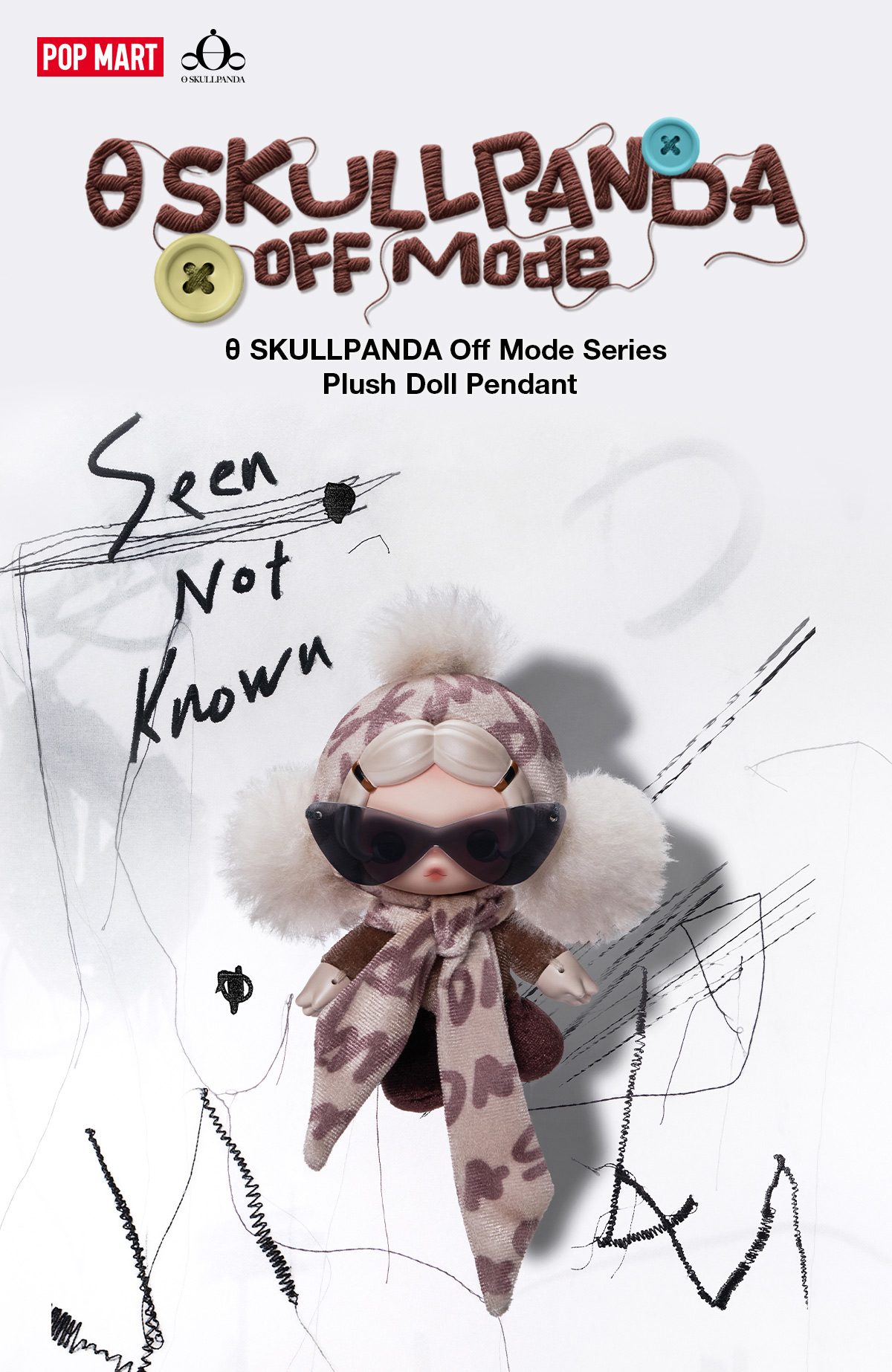 θ SKULLPANDA Off Mode Series Plush Doll Pendant – details