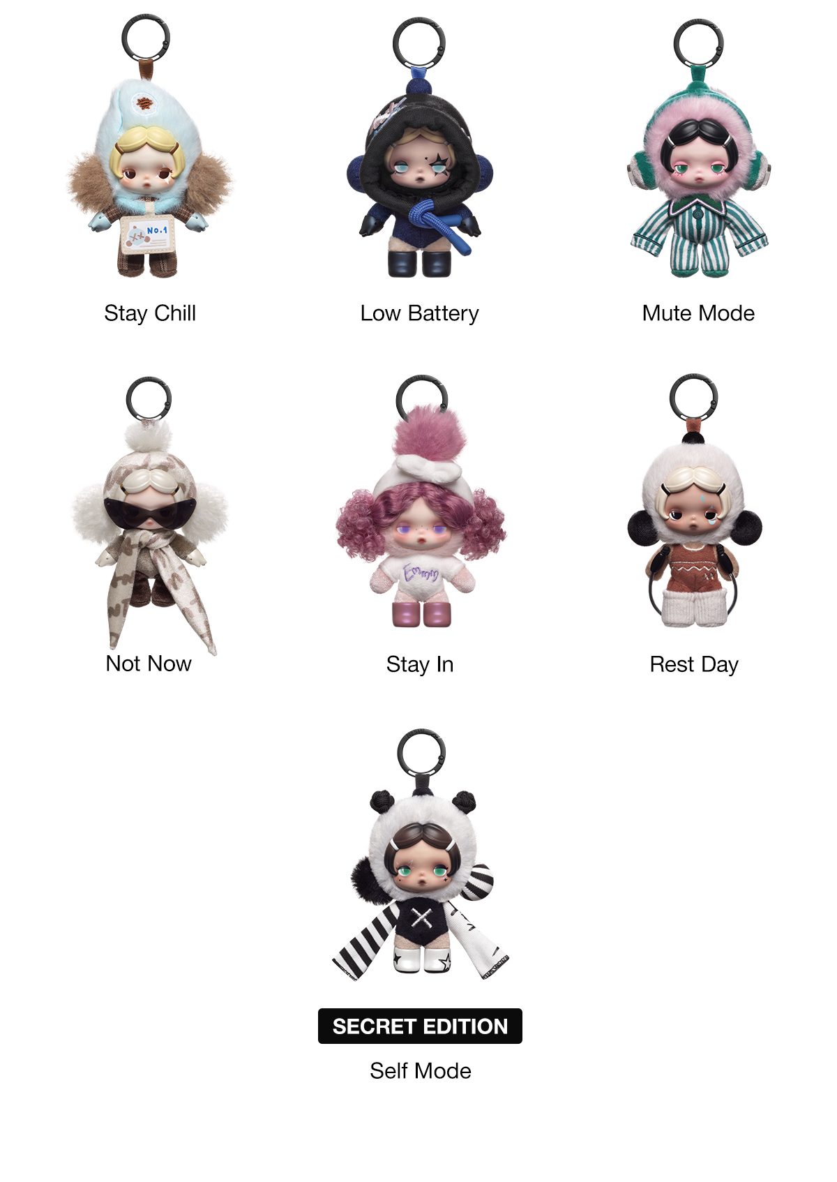 θ SKULLPANDA Off Mode Series Plush Doll Pendant – details
