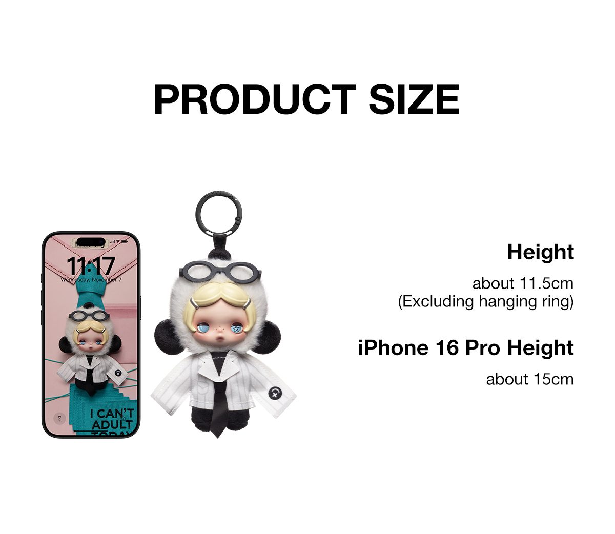 θ SKULLPANDA Off Mode Series Plush Doll Pendant – details