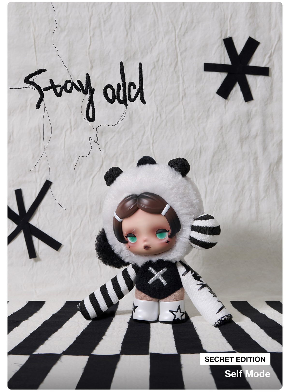 θ SKULLPANDA Off Mode Series Plush Doll Pendant – details