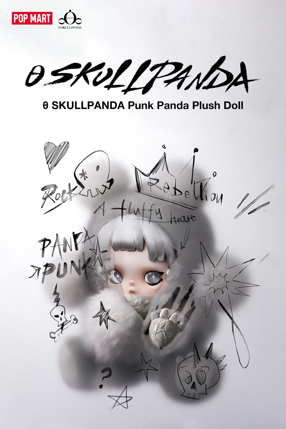 θ SKULLPANDA Punk Panda Plush Doll – details