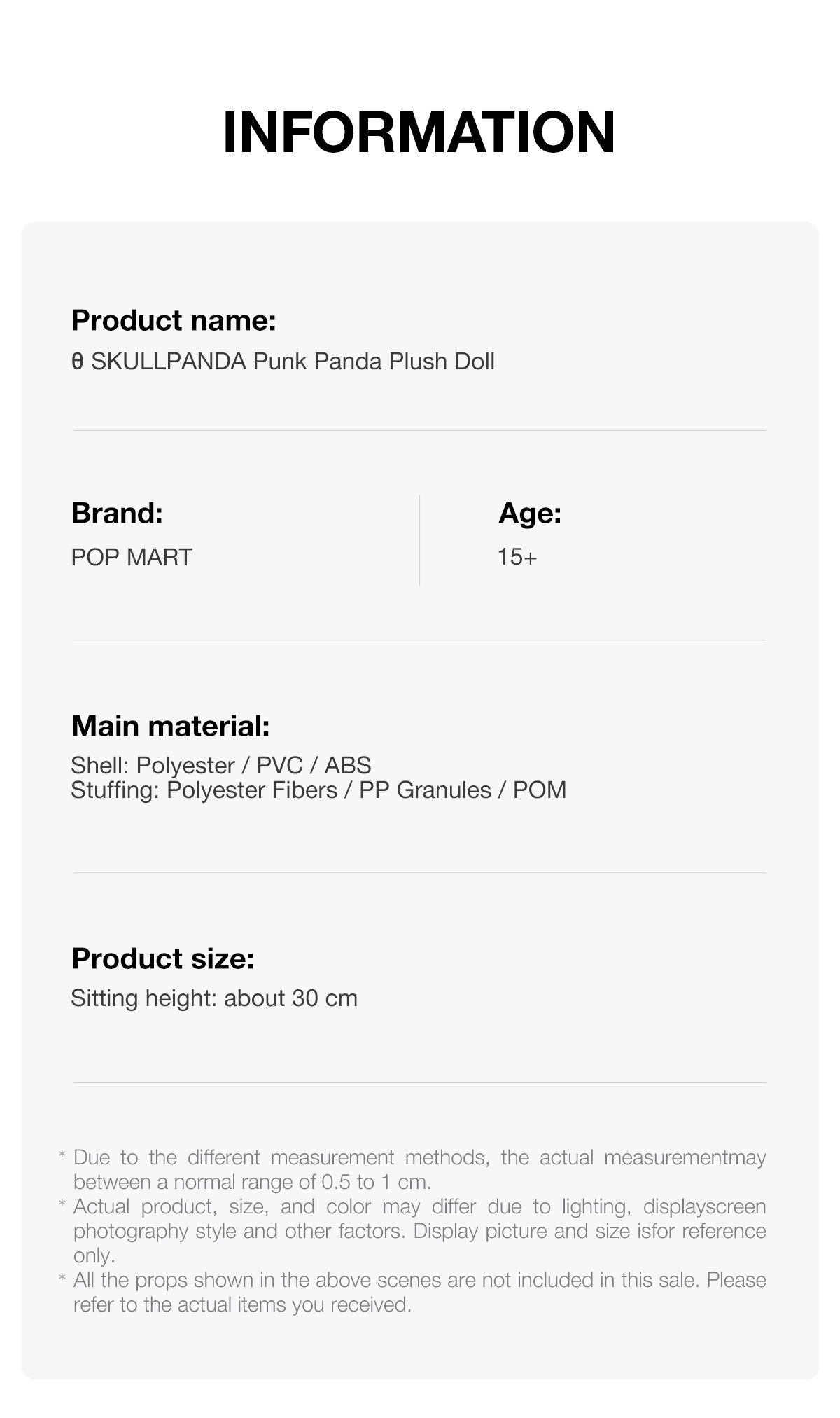 θ SKULLPANDA Punk Panda Plush Doll – details