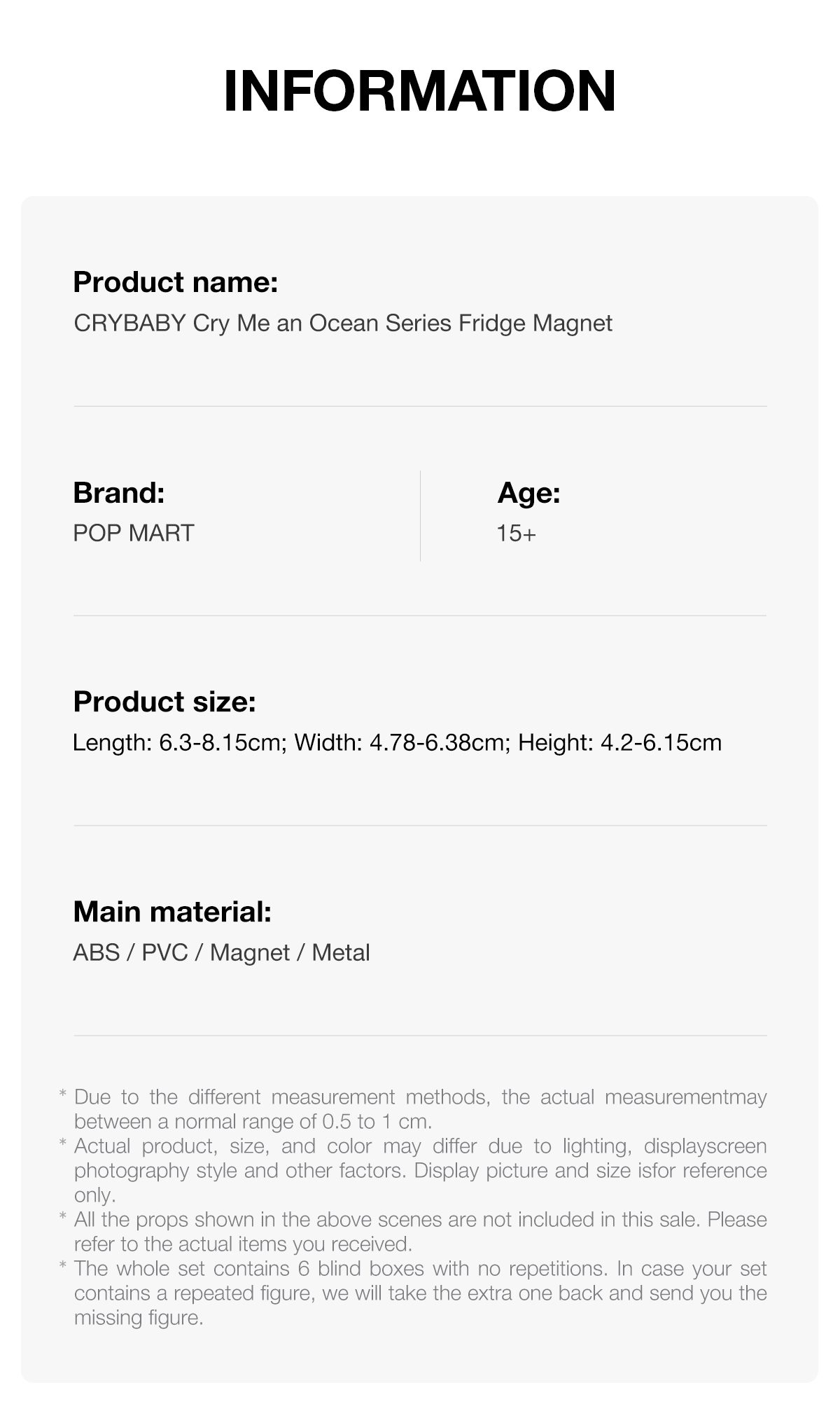 CRYBABY Cry Me an Ocean Series Fridge Magnet – details