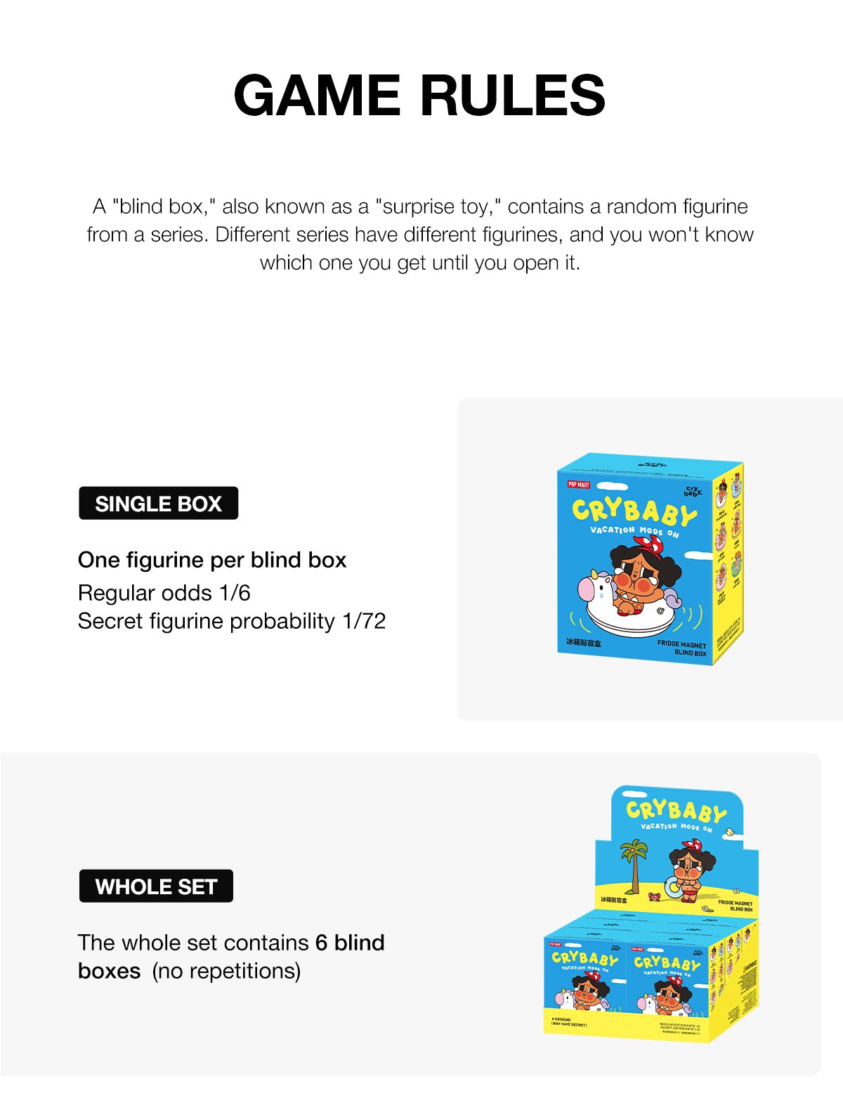 CRYBABY Vacation Mode On Series-Fridge Magnet Blind Box β details