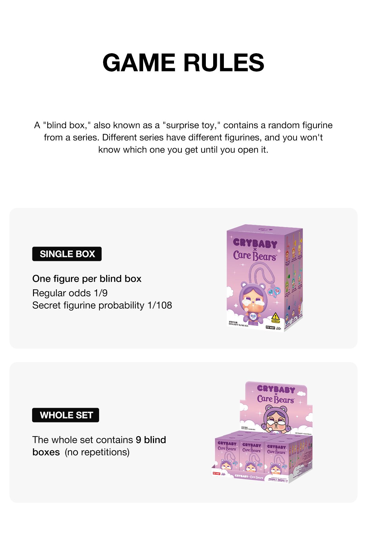CRYBABY Γ Care Bears Series-Mini Light Blind Box β details