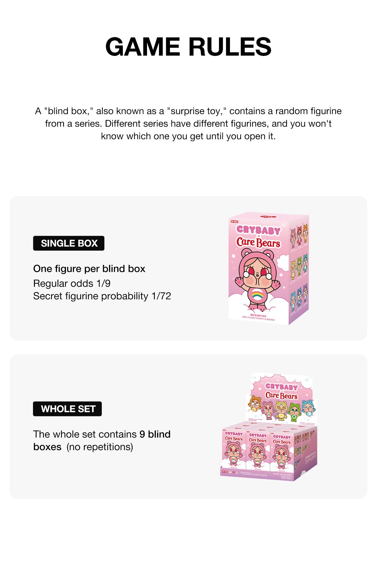 CRYBABY × Care Bears Series - Vinyl Plush Pendant Blind Box – details