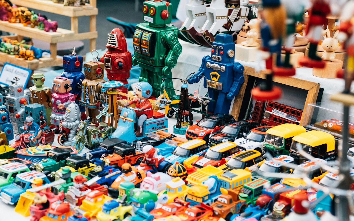 Shelf of collectible toys and figures