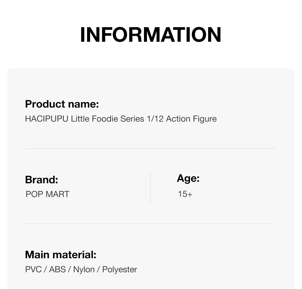 HACIPUPU Little Foodie Series 1/12 Action Figure β details