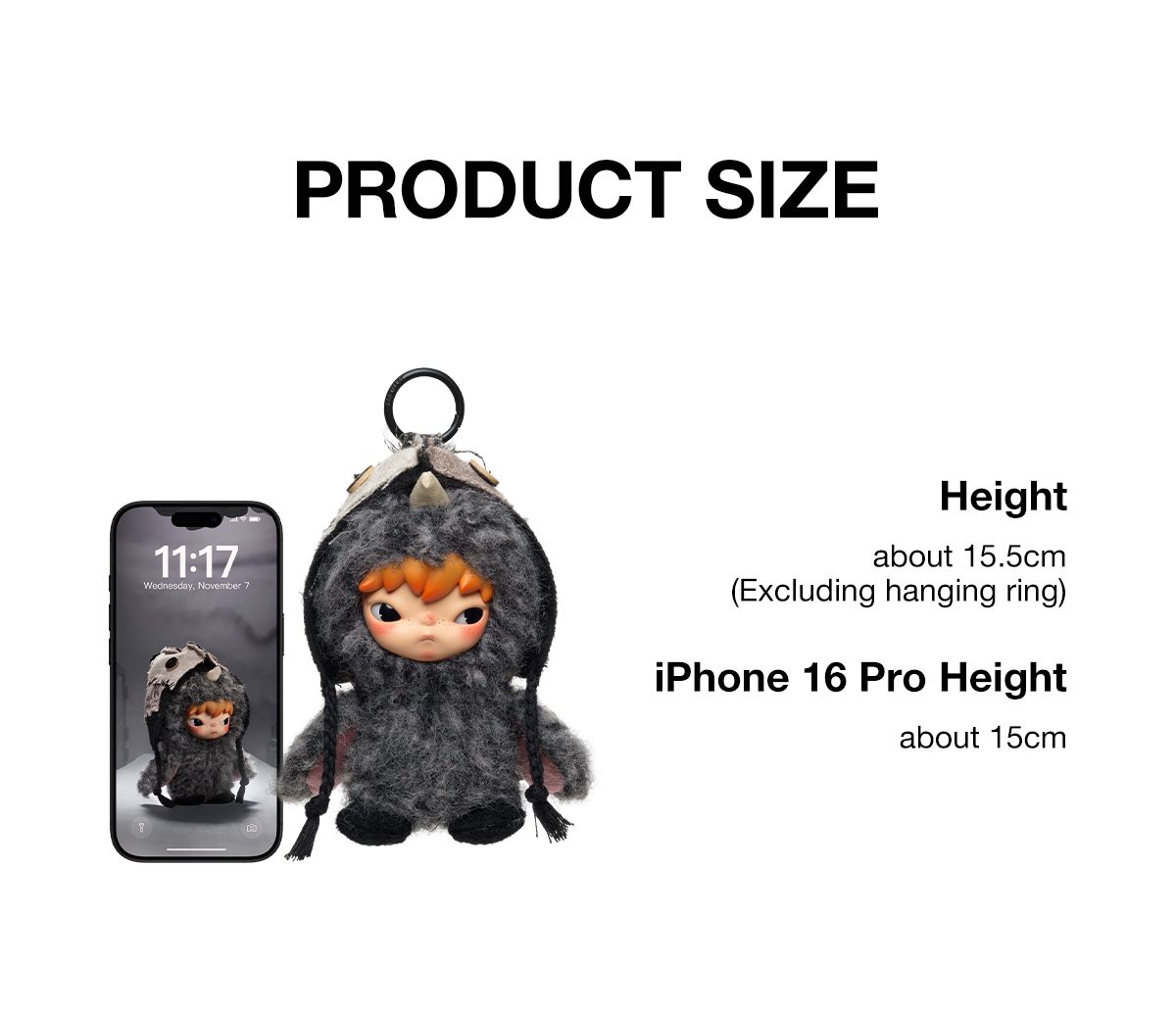 Hirono Mist-Walker Series - Plush Doll Pendant β details