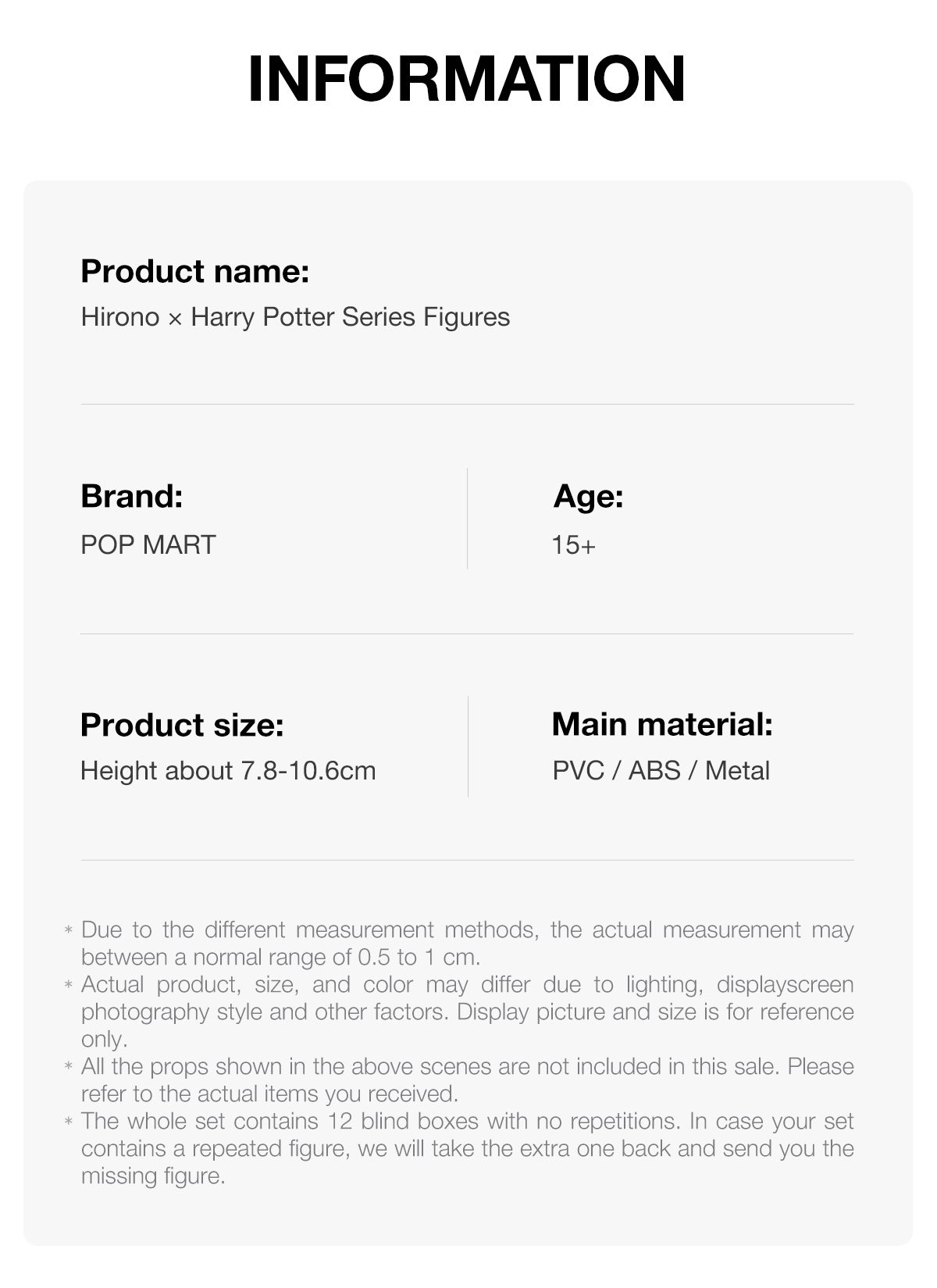 Hirono Γ Harry Potter Series Figures β details