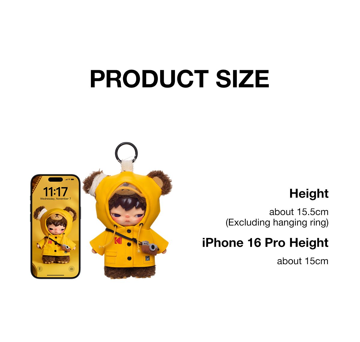 Hirono Γ Kodak Click Bear Plush Doll Pendant β details