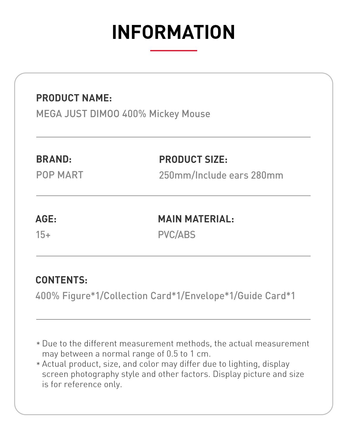 MEGA JUST DIMOO 400% Mickey Mouse – details