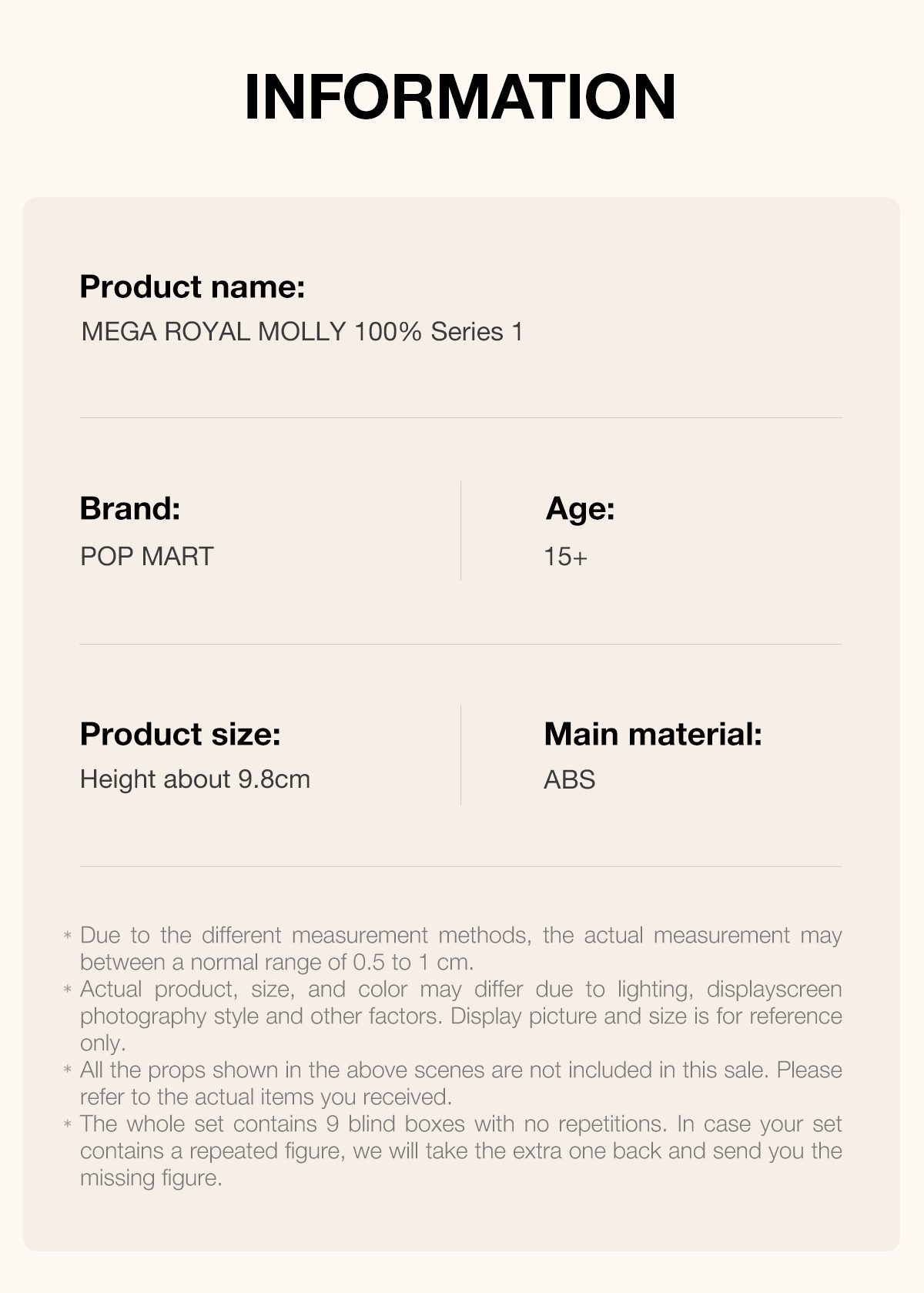 MEGA ROYAL MOLLY 100% Series 1 – details