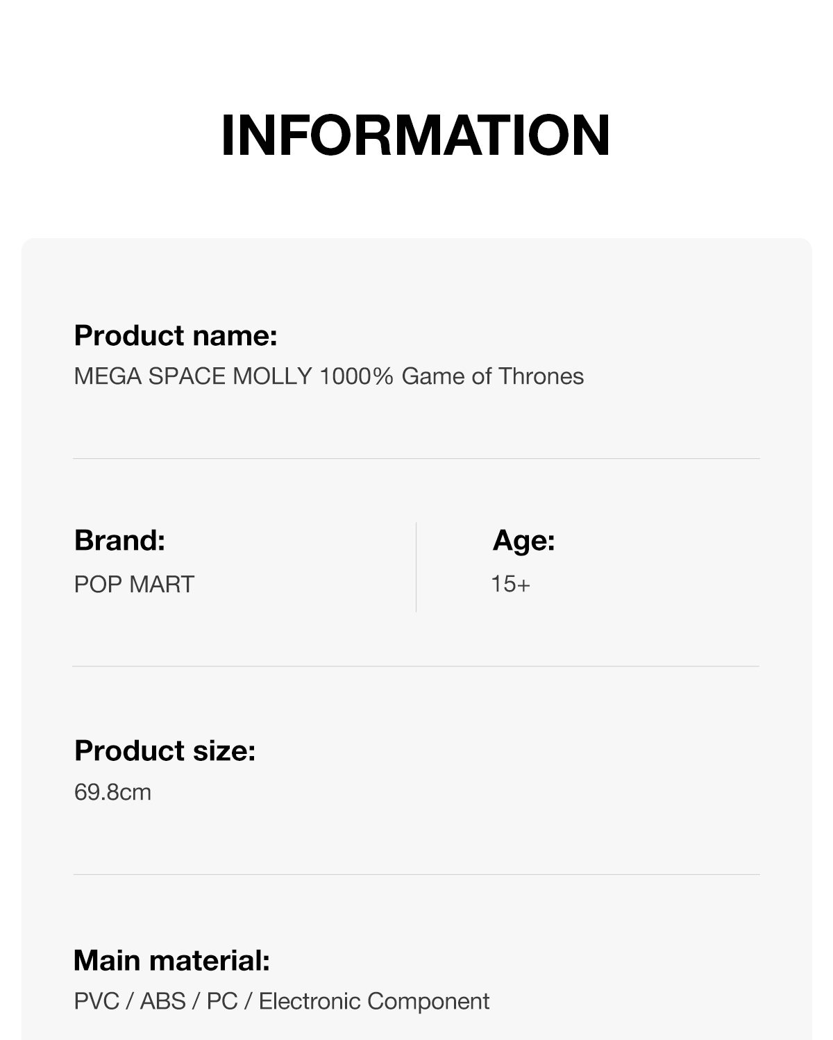 MEGA SPACE MOLLY 1000% Game of Thrones β details