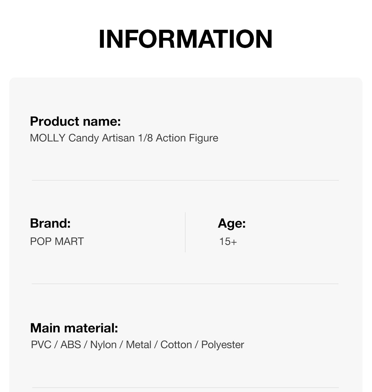 MOLLY Candy Artisan 1/8 Action Figure – details