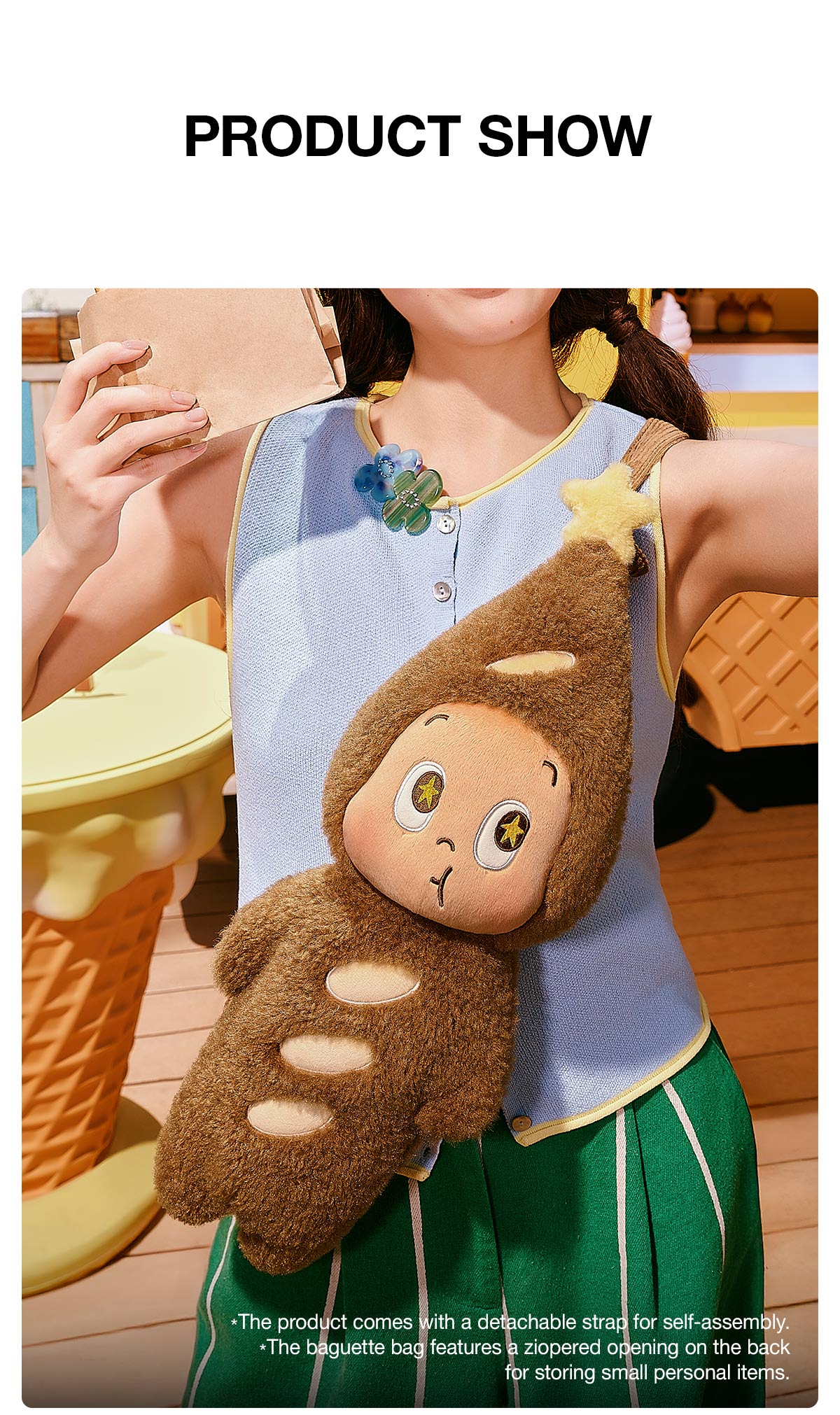 MOON GELATO Series-Plush Baguette Bag – details