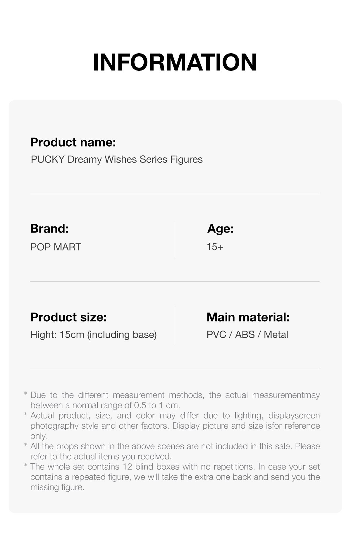 PUCKY Dreamy Wishes Series Figures β details