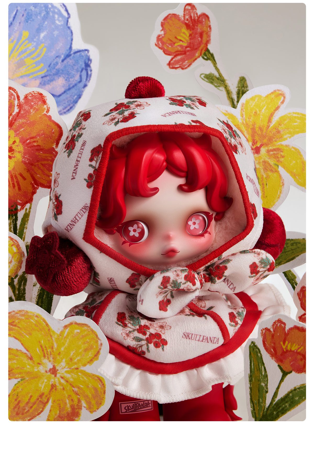 SKULLPANDA Amid Flowers Plush Doll Pendant – details