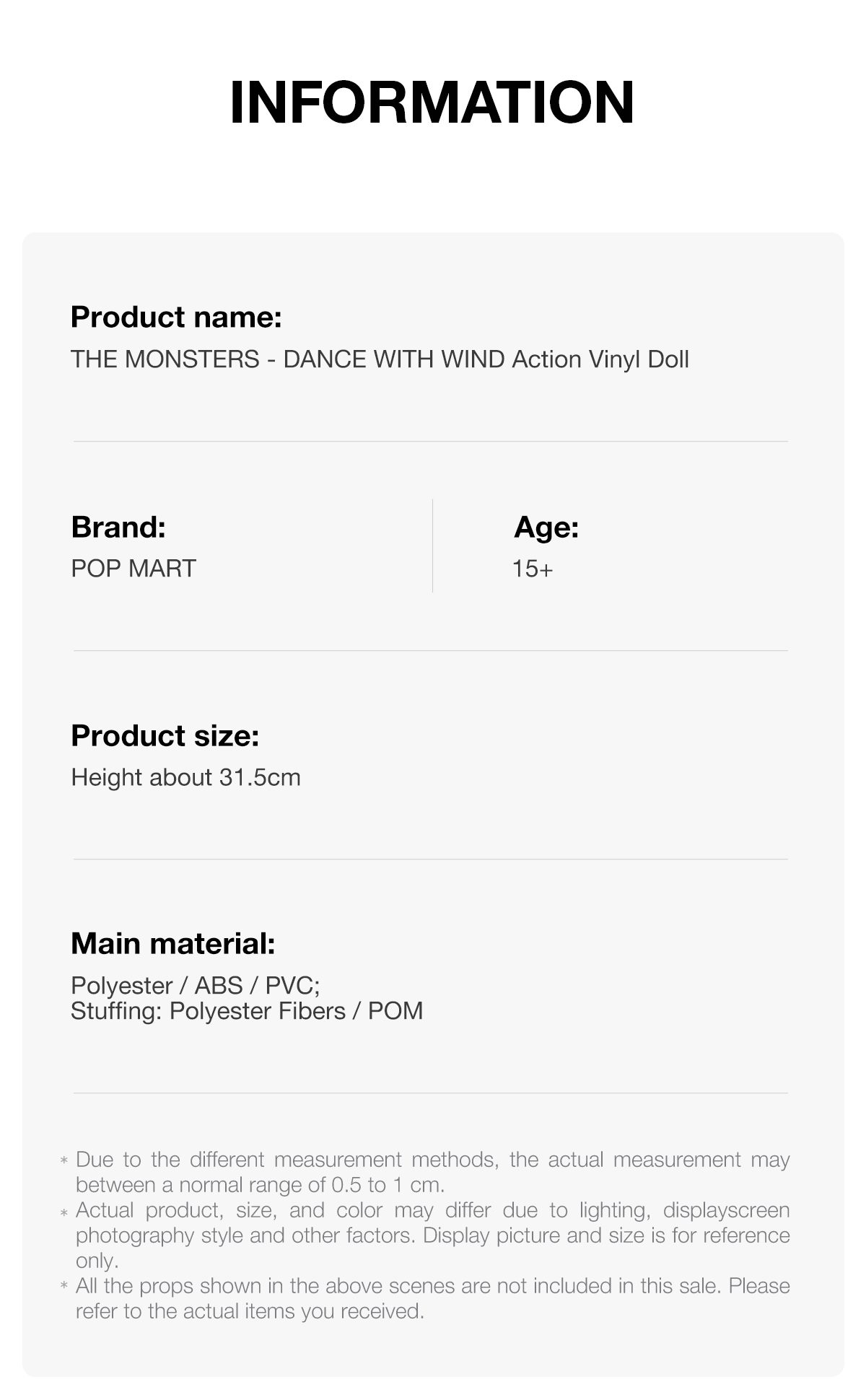 THE MONSTERS - DANCE WITH WIND Action Vinyl Doll β details