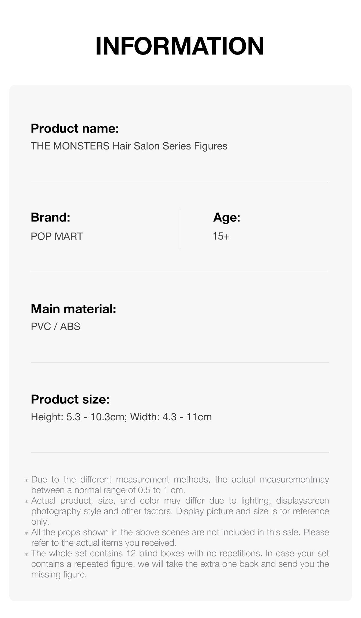 THE MONSTERS Hair Salon Series Figures – details