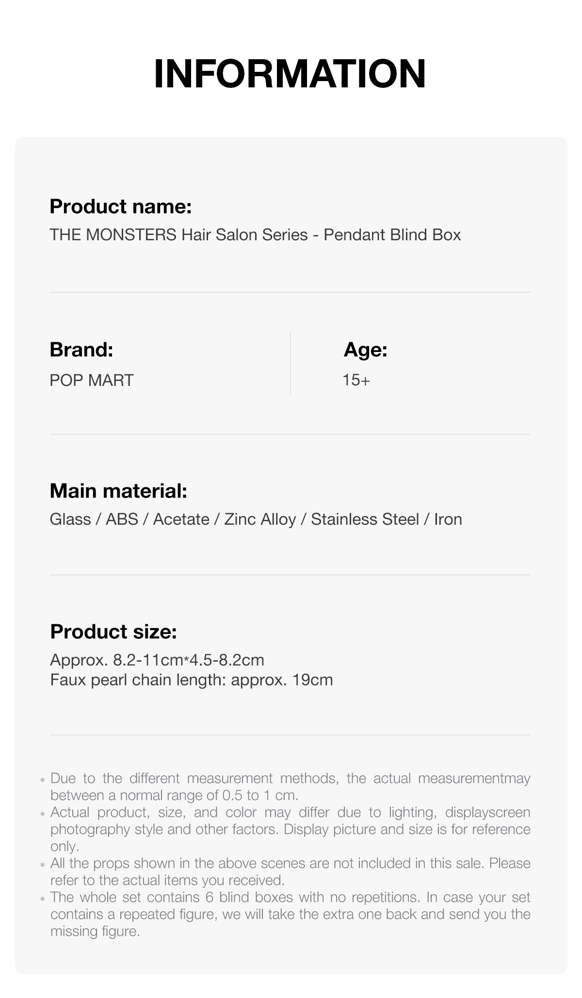 THE MONSTERS Hair Salon Series - Pendant Blind Box β details